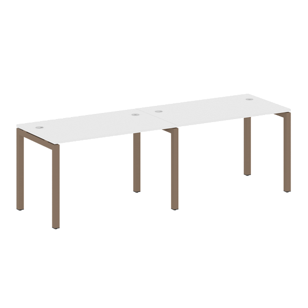 Metal System Quattro Р. ст. на 2 раб. места на П-образном м/к 50БП.СМ-2.2 Белый/Мокко металл 2400*720*750 - Вид 1