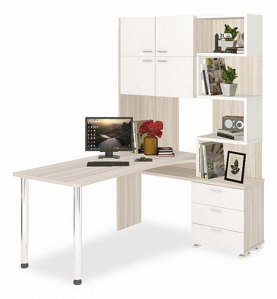 Стол компьютерный Домино СР-500М/160 Карамель/Белый правый - Вид 1