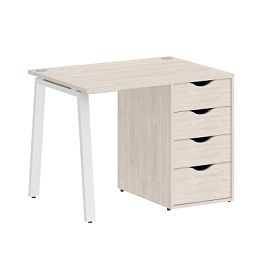 Home Office Стол письменный VR.SP-3-98.4.A Денвер светлый/Белый металл 980*720*750 - Фото предпросмотра
