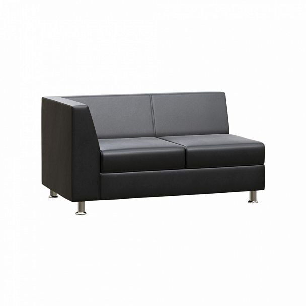 Секция с подлокотником двухместная правая "PRIME" PR.SP-2(R) черный кз - Вид 1