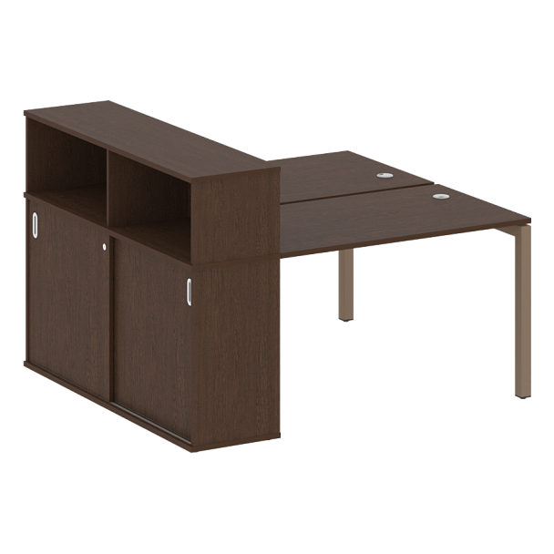 Metal System Quattro Р. ст. с шкафом-купе на П-образном м/к 50БП.РС-СШК-2.2 Т Венге/Мокко металл 1610*1475*1098 - Вид 1