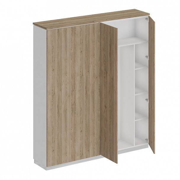Шкаф комбинированный (закрытый - одежда с дополнением) "City" СИ 311 дуб гладстоун светлый/белый премиум/дуб гладстоун светлый - Вид 1