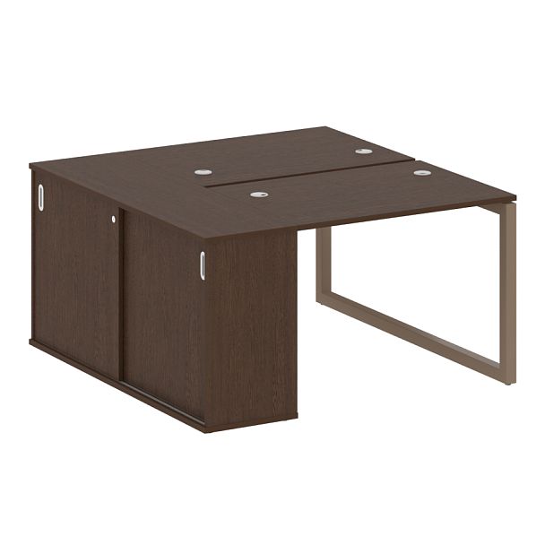 Metal System Quattro Р. ст. с шкафом-купе на О-образном м/к 50БО.РС-СШК-1.1 Т Венге/Мокко металл 1410*1475*750 - Вид 1