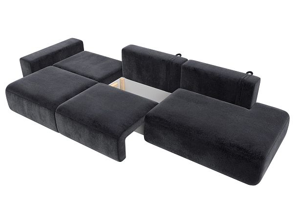 Диван прямой Лига-036 НПБ Модерн Лонг подлокотник слева Велюр серый - Вид 8