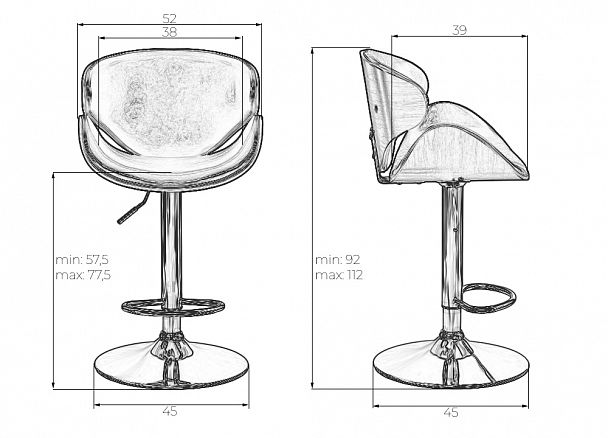 Стул барный DOBRIN KARTER (коричневое дерево, кремовый) - Вид 8