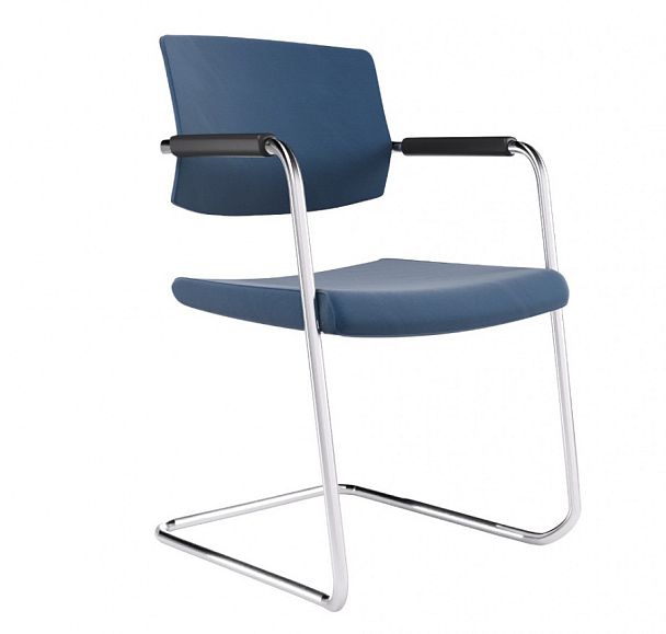 COOL кантилевер SWEET категория ткани К1 - SWBLU тёмно-синий хром/пластик черный "Кресла для посетителей"  ТК-001854000046 темно-синий - Вид 1