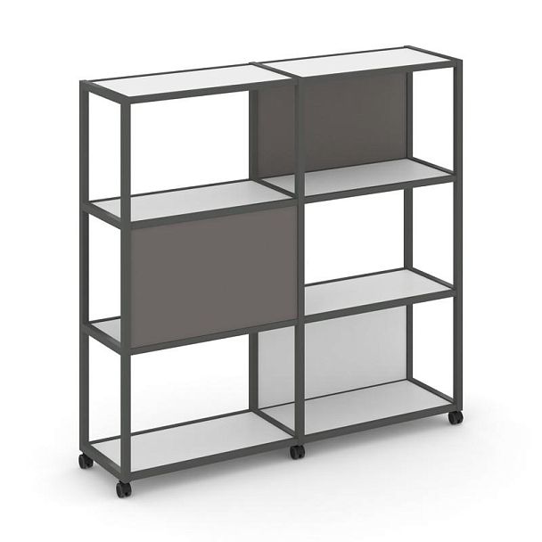 Shelf Mobile Стеллаж 4 уровня 2 секции VR.LT-STK-414.12 Белый Бриллиант/Металл Антрацит/W-26 2370*400*1523 - Вид 1