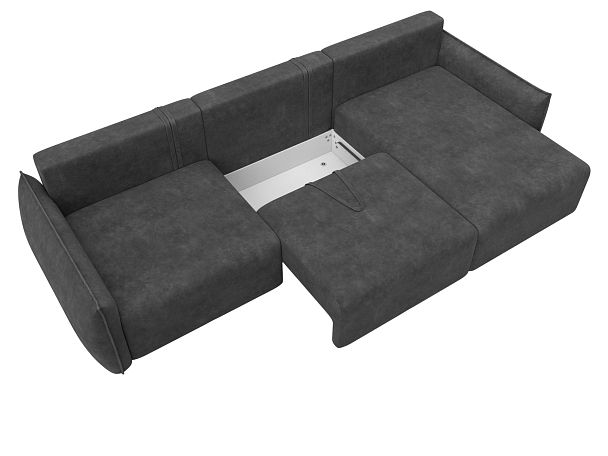 Диван угловой Лига-051 НПБ Лонг угол универсальный Велюр серый - Вид 7