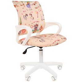 Кресло CHAIRMAN KIDS 103 LT, пластик белый, ткань велюр, принт принцессы - Фото предпросмотра