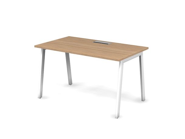 MATRIX 121S104-A Стол прямой, проводник Merida (A-обр. опоры) 1380х780х775 Швейцарский вяз/Белый - Вид 1