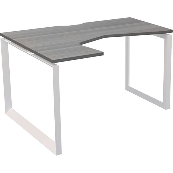 Стол эргономичный левый на металлокаркасе НТМП.О-060.ЛВ Лиственница/Белый 1600x1000x750 Аргентум-МП - Вид 1
