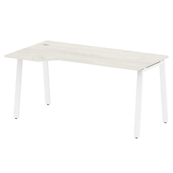 Metal System Стол криволинейный левый на А-образном м/к БА.СА-1 (L) Дуб наварра/Белый металл 1600*900*750 - Вид 1