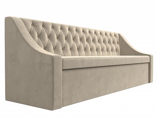 Кухонный прямой диван Мерлин (полностью микровельвет бежевый) - Вид 3