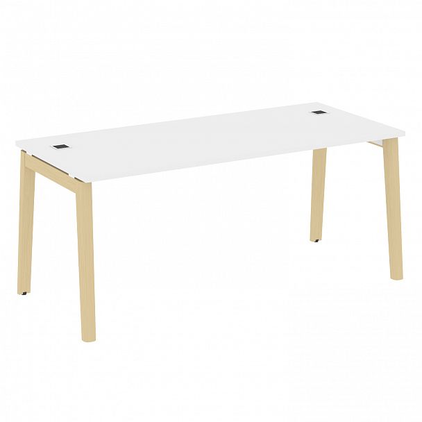 Стол рабочий руководителя "Onix wood direct" OW.SRR-5.8 белый/дуб светлый - Вид 1