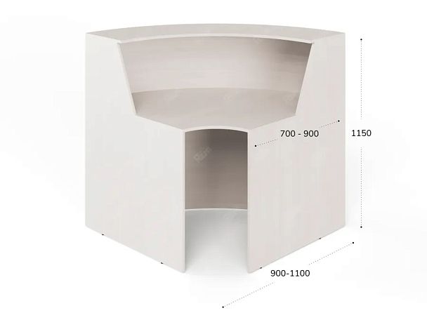 ЛАЙТ / LIGHT RLG069-9x9 Блок ресепшн с полкой 90x90x125 Дуб Молочный - Вид 3