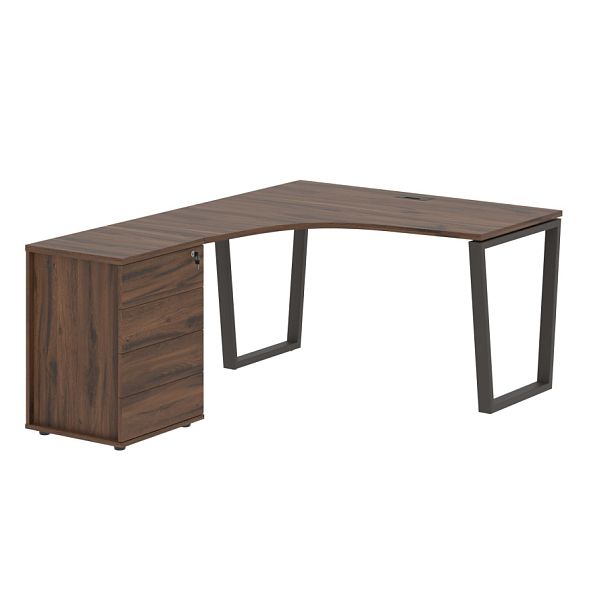 Стол эргономичный с тумбой EVCET 1318(L) Дуб Денвер тёмный/Мокко 1360х1880х750 EDIS - Вид 1