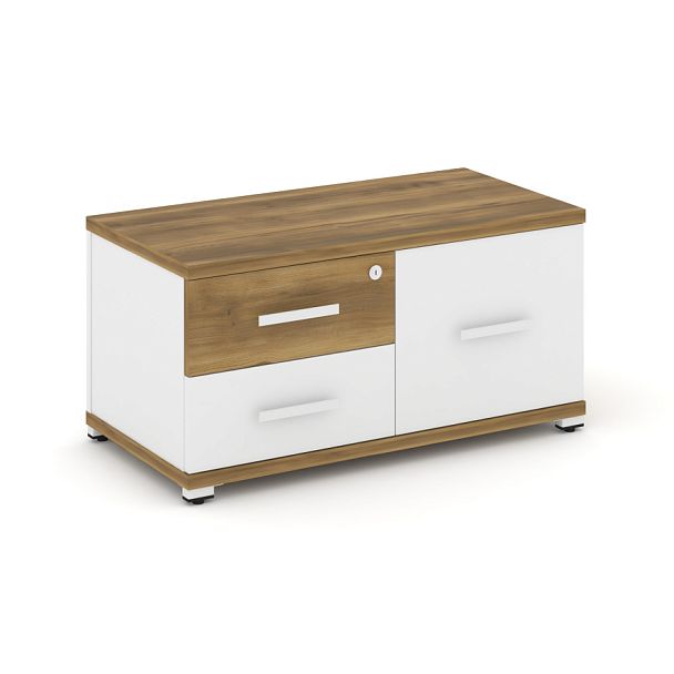 Concept Тумба приставная широкая 2 ящ.+1 распаш. фасад CN.TSP-004 W Сандал Янтарный/Белый Бриллиант/Металл Белый 836*420*416 - Вид 1