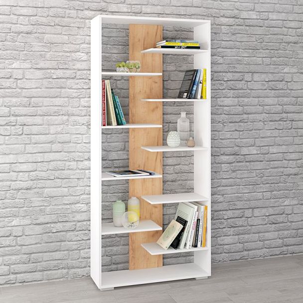 Стеллаж Ромео-3 (800*1800*250) белый/дуб крафт золотой - Вид 1