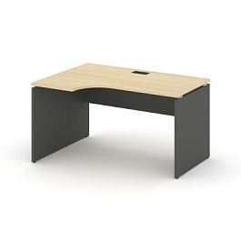 Стайл Проджект Стол рабочий эргоном. SN-D.SPA-011(L) Акация Лорка/Антрацит NEW/Черная Заглушка 1380* - Фото предпросмотра