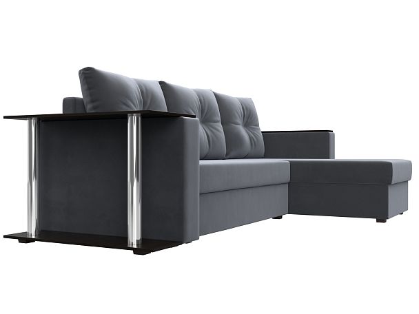 Угловой диван Атланта Лайт правый (полностью велюр серый) - Вид 3