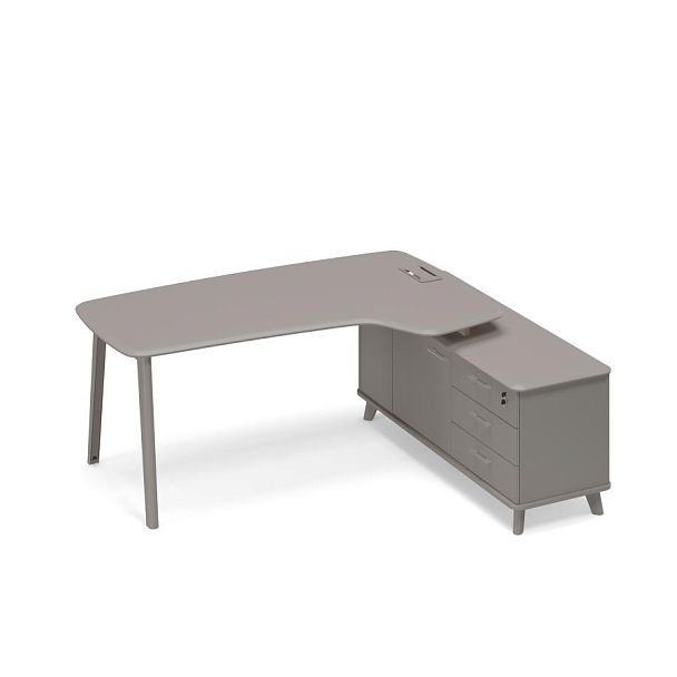 Стoл руководителя правый (тип 4) эргономичный с тумбой Time metal ТМ М1 122 МП ВЛ ВЛ мокко премиум - Вид 1