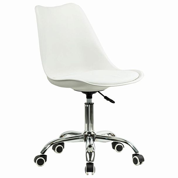 Кресло стул BRABIX "Eames MG-310 CH", хром, пластик белый, экокожа белая, 532923 - Вид 2