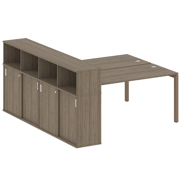 Metal System Quattro Р. ст. с шкафом-купе на П-образном м/к 50БП.РС-СШК-4.4 Т Вяз/Мокко металл 2010*2332*1098 - Вид 1