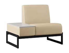 Диван Everprof Solo одноместный со столиком справа Металл Черный Экокожа Бежевый ЛДСП Серый - Фото предпросмотра