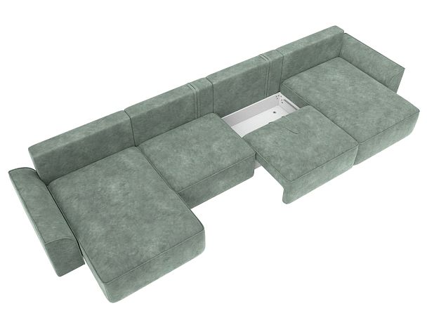 Диван п-образный Лига-048 НПБ лонг Велюр зеленый - Вид 7
