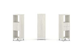 Стайл Проджект Набор стеллажа 1 сторон., 3 яр. SN.NS-311 Дуб Наварра/Металл Белый 387*400*1248 - Фото предпросмотра