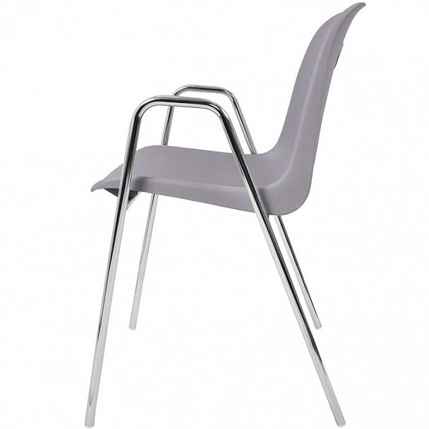 Стул Venezia (4 высокие ножки c подлокотниками), каркас хром, серый, стопируемый - Вид 4