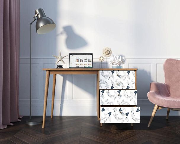 Стол рабочий Berber принт 36 с одной тумбой арт BB31/Print_36 - Вид 2