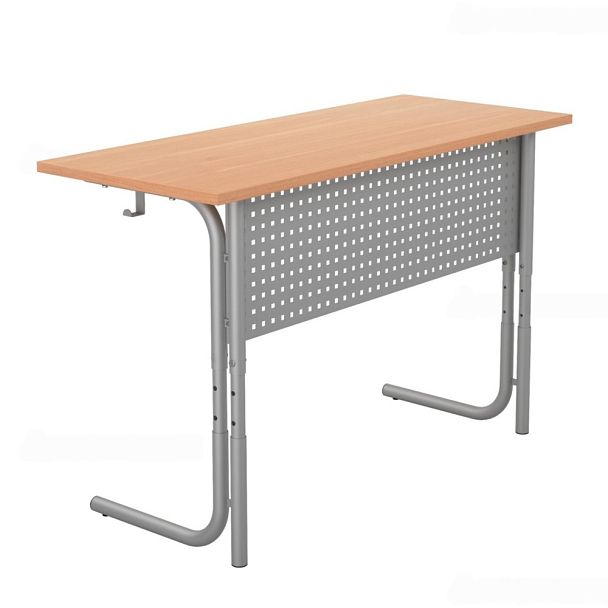 Стол ученический 100РП, 2-местный, регулируемый (экран-перфорация) на круглой трубе (м/к Коричневый, Серый, Черный), гр.5-7 - Вид 6