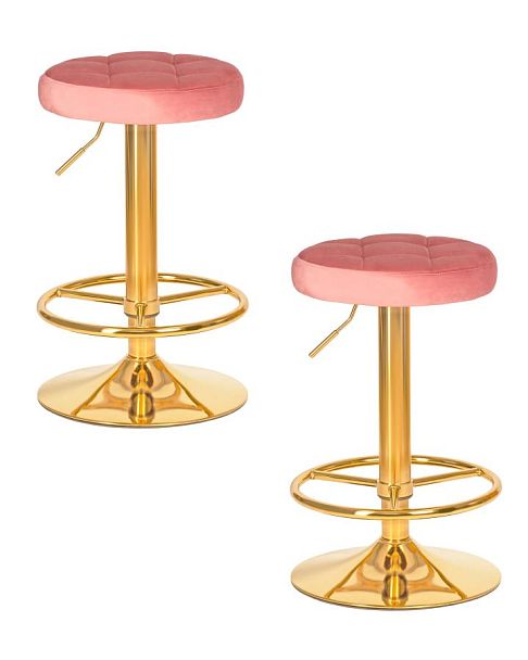 Набор 2 шт Табурет барный DOBRIN BRUNO GOLD (пудрово-розовый велюр (MJ9-32)) - Вид 1