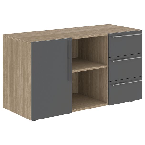Тумба сервисная СП-064-25-07 Серый глянец/Дуб Натуральный 1200х500х670 KANON - Вид 1