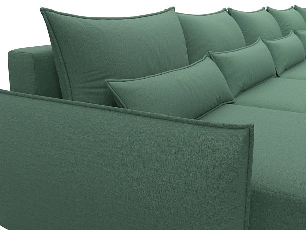 Диван п-образный Лига-051 НПБ МегаЛонг Рогожка зеленый - Вид 4