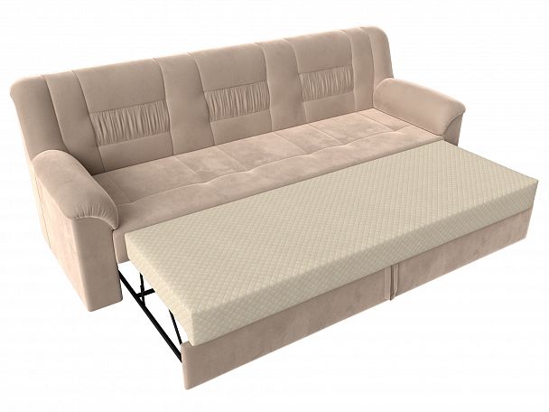Прямой диван Карелия (полностью велюр бежевый) - Вид 6