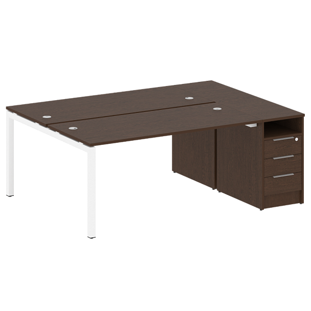 Metal System Quattro Р. ст. с тумбой на П-образном м/к 50БП.РС-СТП-2.4 Венге/Белый металл 2012*1475*750 - Вид 1