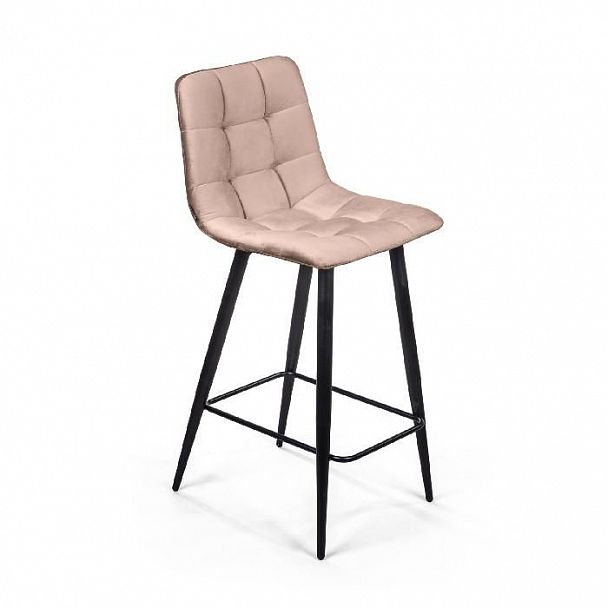 Стул полубарный UNO, бархат бежевый 5 / чёрный конус - Вид 1