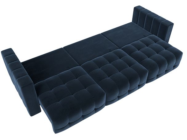 Диван прямой Лига-052 НПБ Лонг Велюр синий - Вид 10