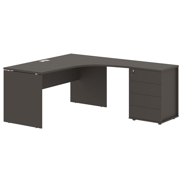 Стол эргономичный с тумбой EDCET 1518(R) Мокко/Белый 1560х1880х750 EDIS - Вид 1