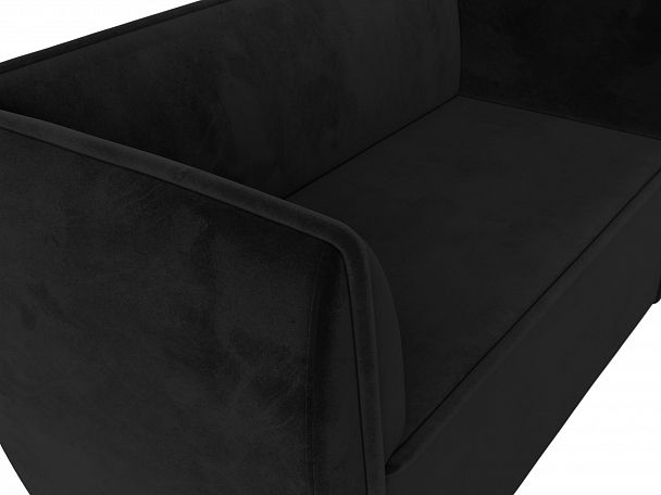 Прямой диван Бергамо 2-х местный (полностью велюр черный) - Вид 4