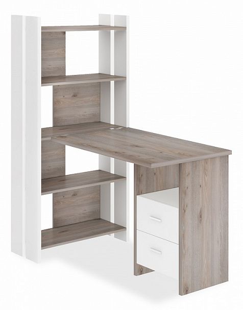 Стол компьютерный Домино Лайт СТЛ-ОВ+С100Прям+ТЯЛ Белый/Нельсон - Вид 1