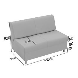 (kle9-d2bp) Диванная секция Клерк 9 двойная без подлокотников - Фото предпросмотра