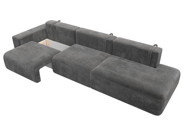 Диван прямой Лига-036 НПБ Модерн Лонг подлокотник слева Велюр серый - Вид 7