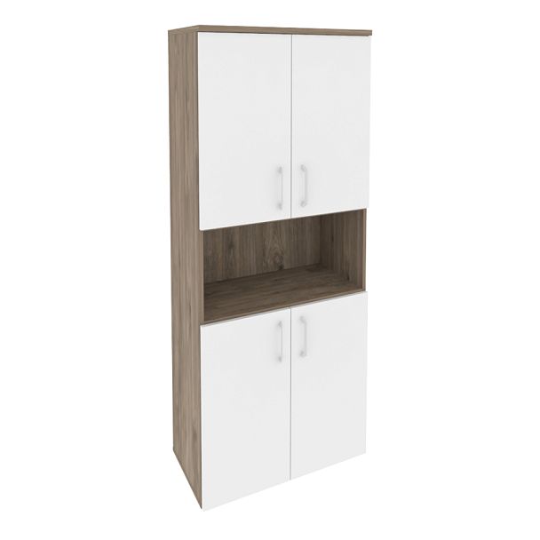 Onix Шкаф высокий широкий O.ST-1.5 Тиквуд темный/Белый бриллиант 800*420*1977 - Вид 1