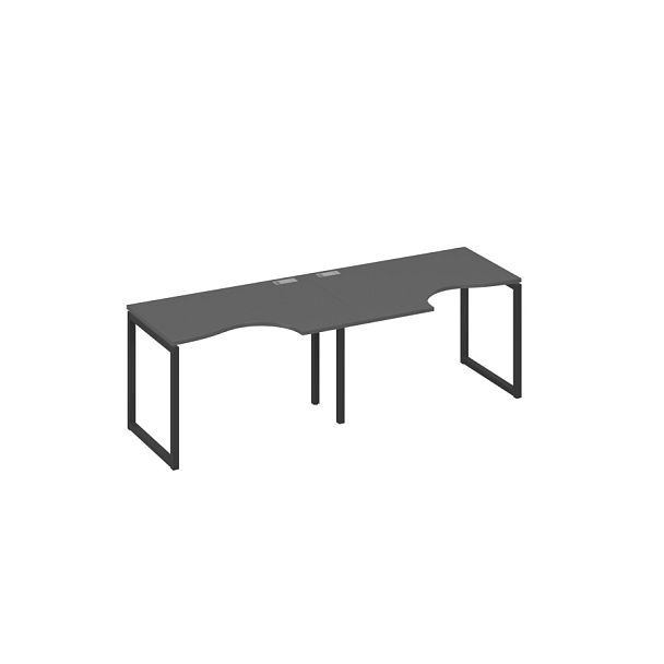 Рабочая станция столы Классика каркас QUATTRO (2х120) A4 А4 Б4 041-2 БП антрацит премиум / металлокаркас антрацит - Вид 1