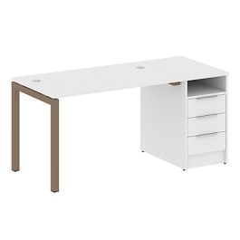 Metal System Quattro Р. ст. с тумбой на П-образном м/к 50БП.РС-СТП-1.2 Белый/Мокко металл 1612*720*750 - Фото предпросмотра