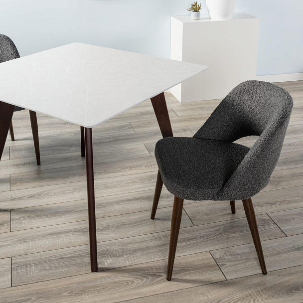 Стол Лунд 960*960 мрамор Бьянко Темный орех - Вид 8