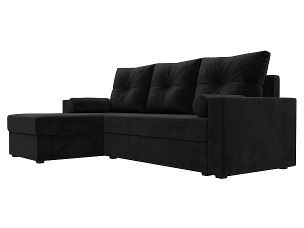 Диван угловой Верона Лайт угол левый (полностью велюр черный) - Вид 3